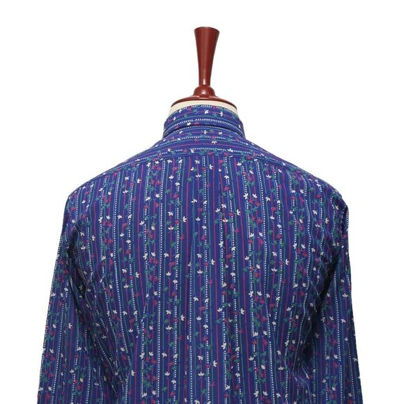 Mens Shirt Button Up Blue Red Green Floral Casual Tropical Hawaiian Beach Medium - Picture 5 of 6